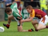 7/8/2010
Stephen Hughes, Ballina Stephenites in action against James O'MAlley, Ballinrobe in the Mayo senior club football championship at Flanagan Park, Ballinrobe. Picture Ray Ryan